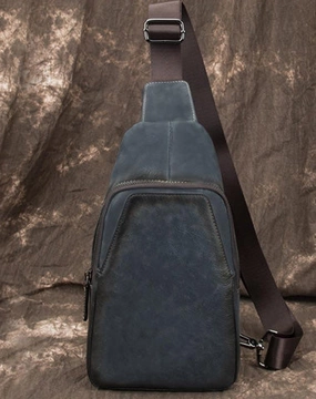 Blue LEATHER MENS Sling Bags Sling Pack One Shoulder Backpack Blue Chest Bag For Men