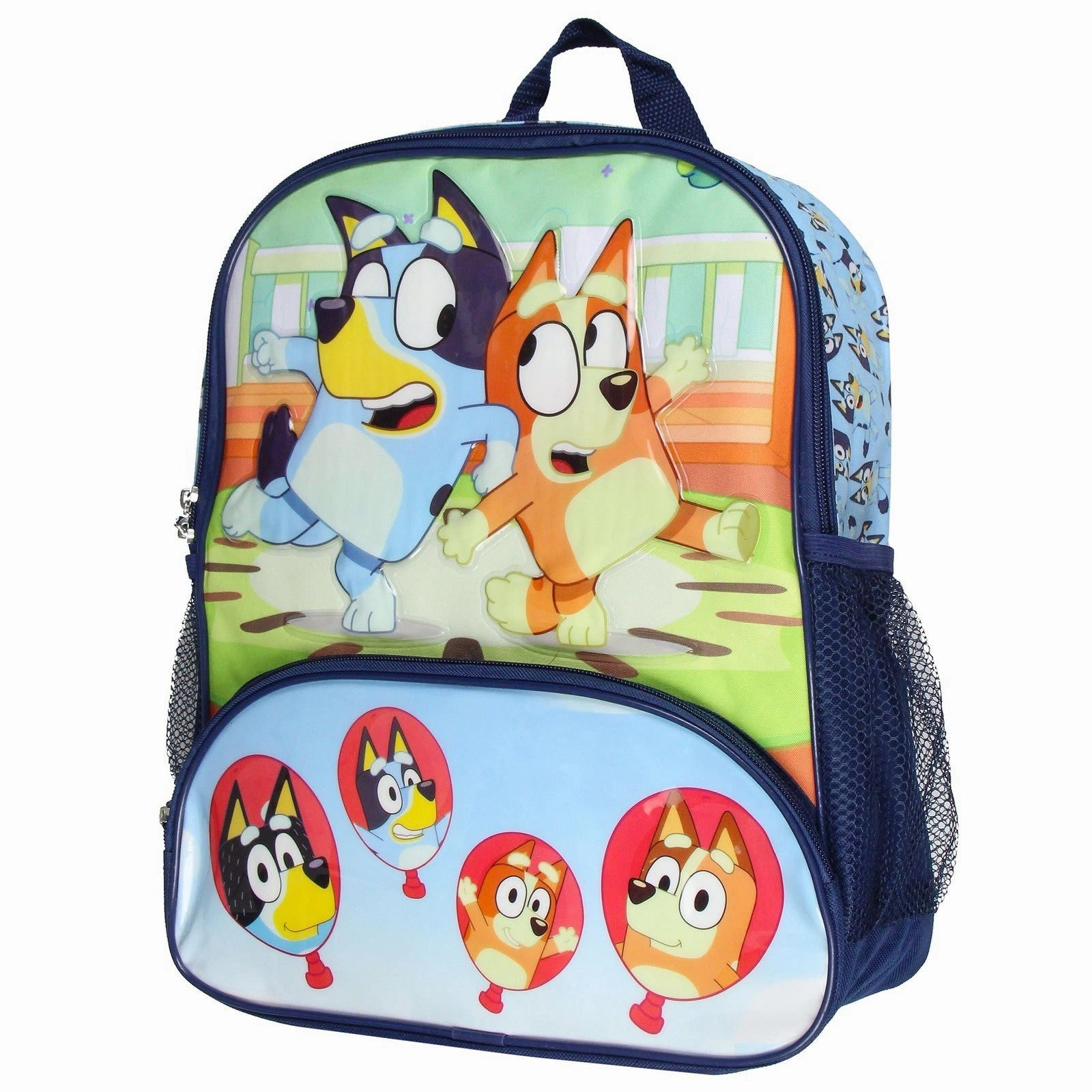 Bluey 14" Kids School Travel Backpack Bag For Toys w/ Raised Character Designs - One Size Fits Most