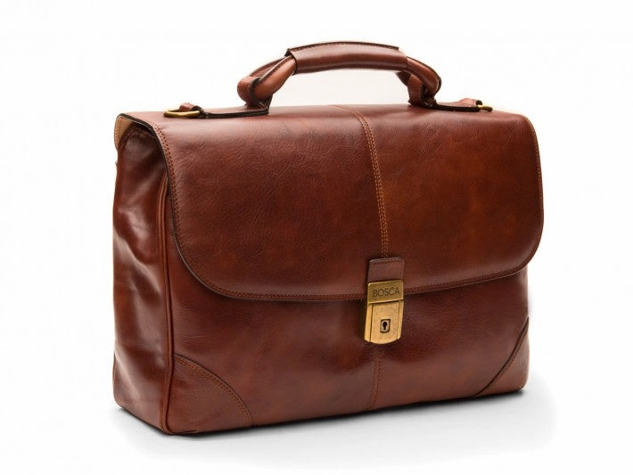 Bosca Men's Dolce Collection Flapover Briefcase
