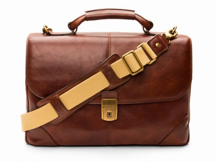 Bosca Men's Dolce Collection Flapover Briefcase