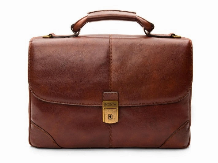 Bosca Men's Dolce Collection Flapover Briefcase
