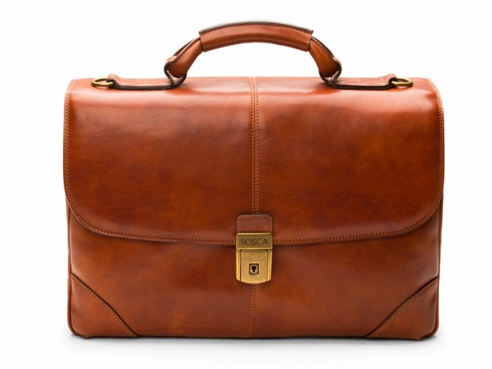 Bosca Men's Dolce Collection Flapover Briefcase