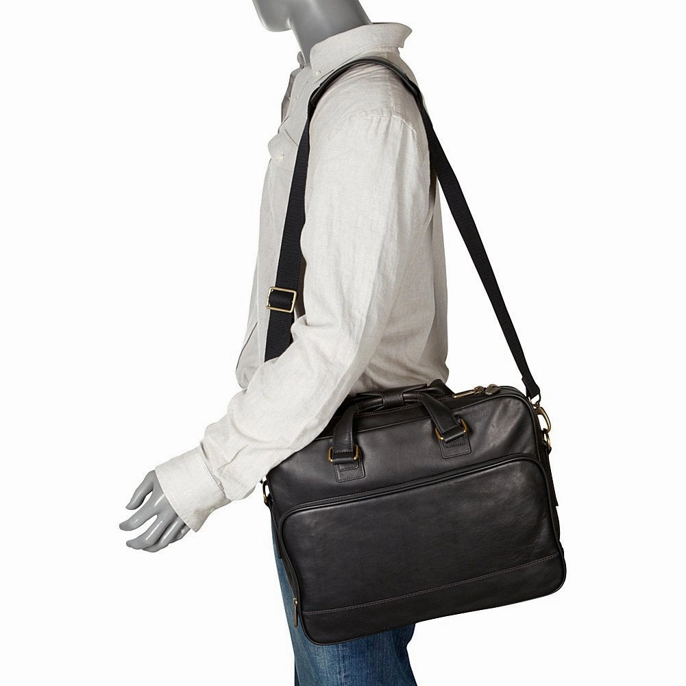 Bosca Tacconi Slim Leather Laptop Briefcase