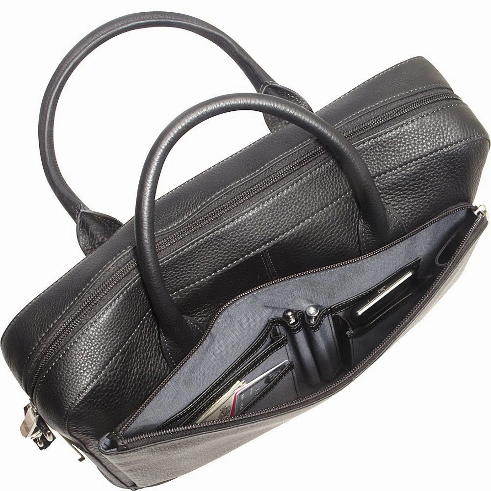 Bosca Tacconi Slim Leather Laptop Briefcase