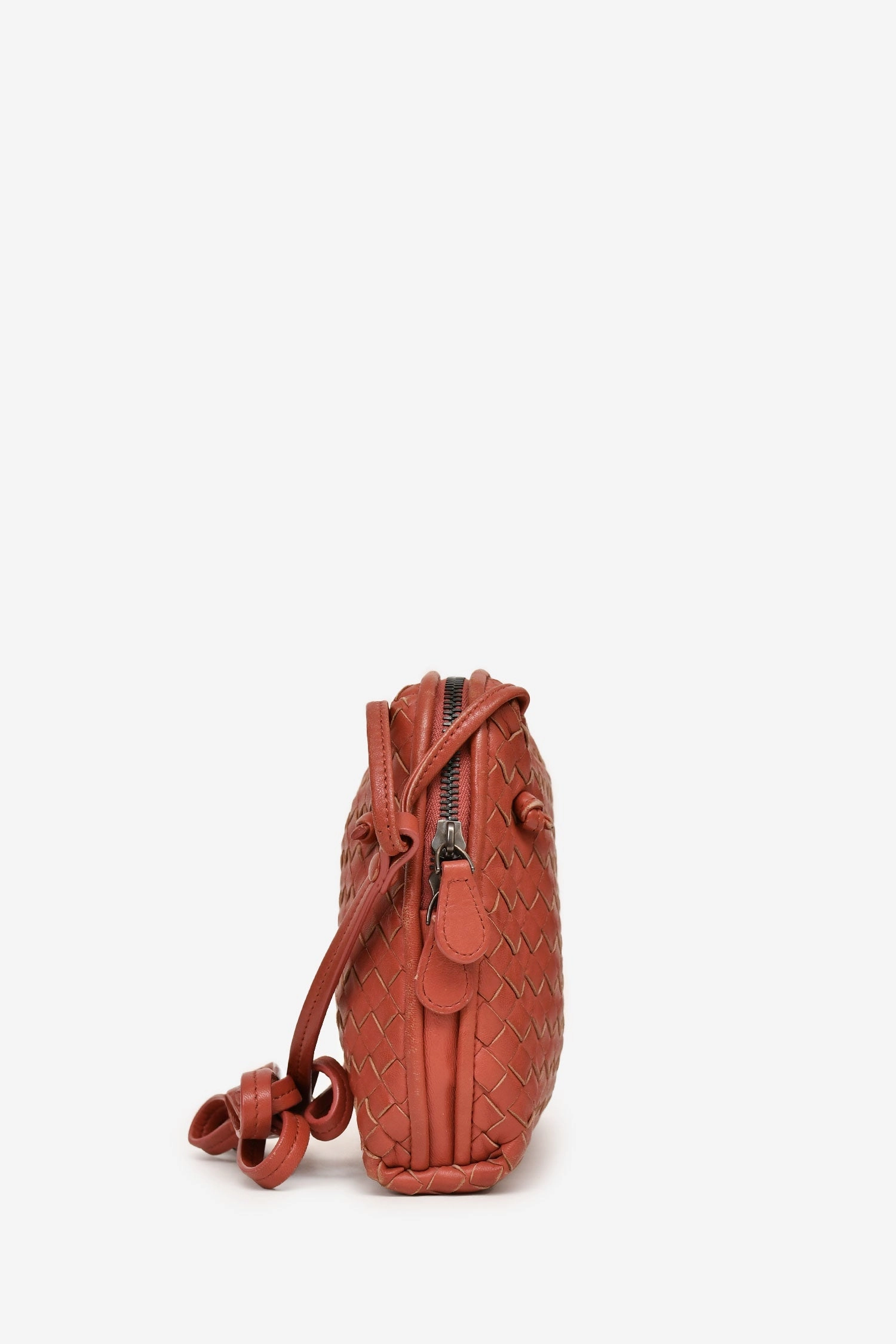Bottega Veneta Burgundy Leather Intrecciato Crossbody Bag (As Is)