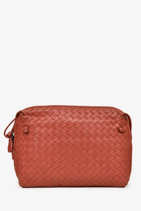 Bottega Veneta Burgundy Leather Intrecciato Crossbody Bag (As Is)