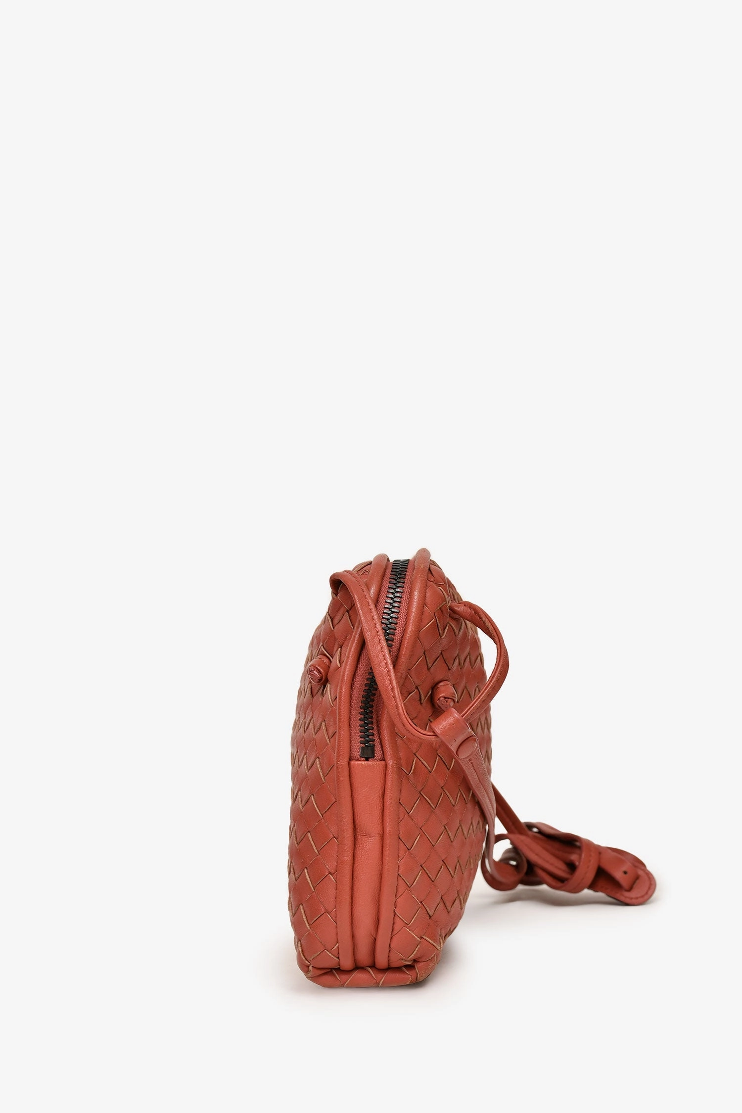 Bottega Veneta Burgundy Leather Intrecciato Crossbody Bag (As Is)