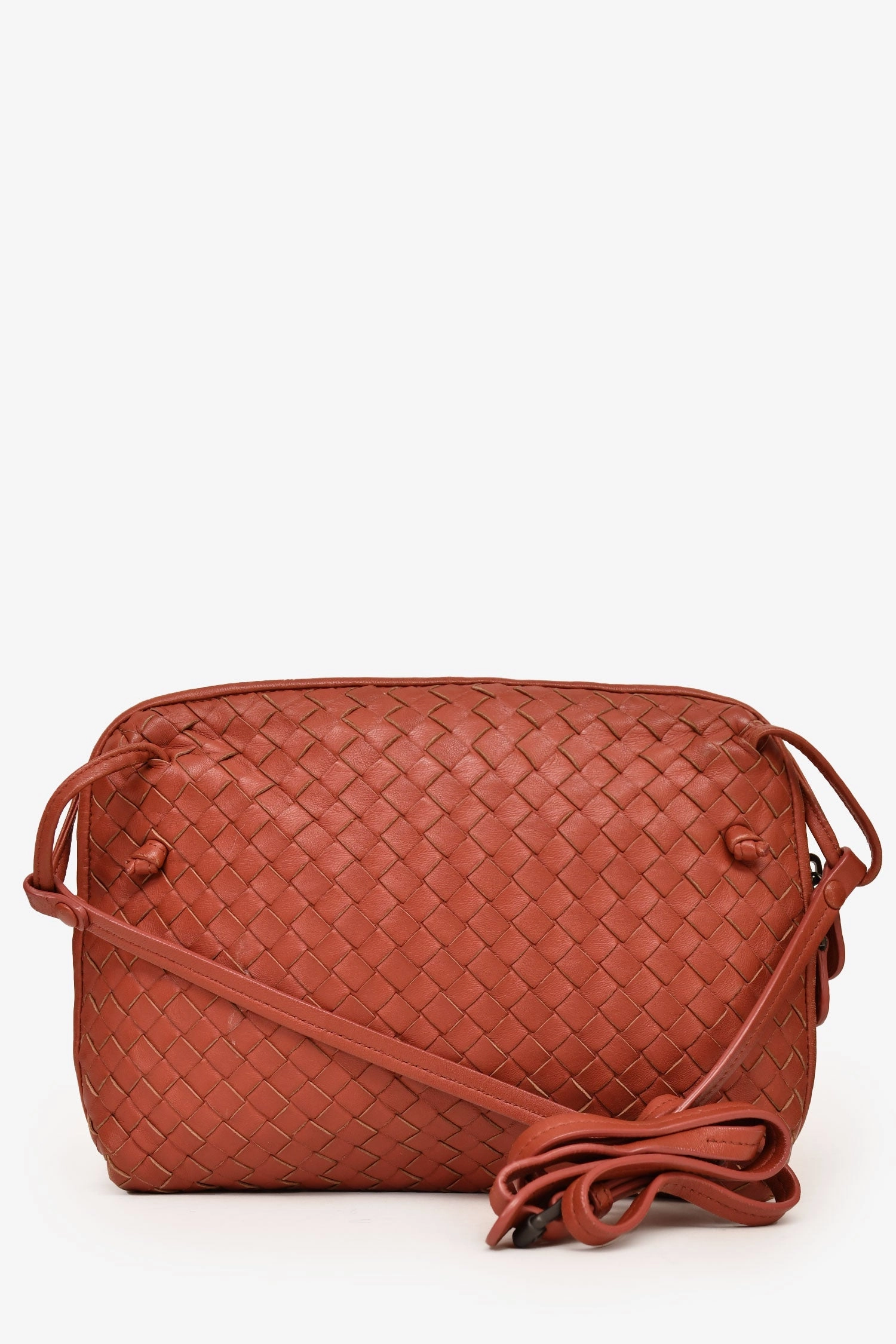 Bottega Veneta Burgundy Leather Intrecciato Crossbody Bag (As Is)