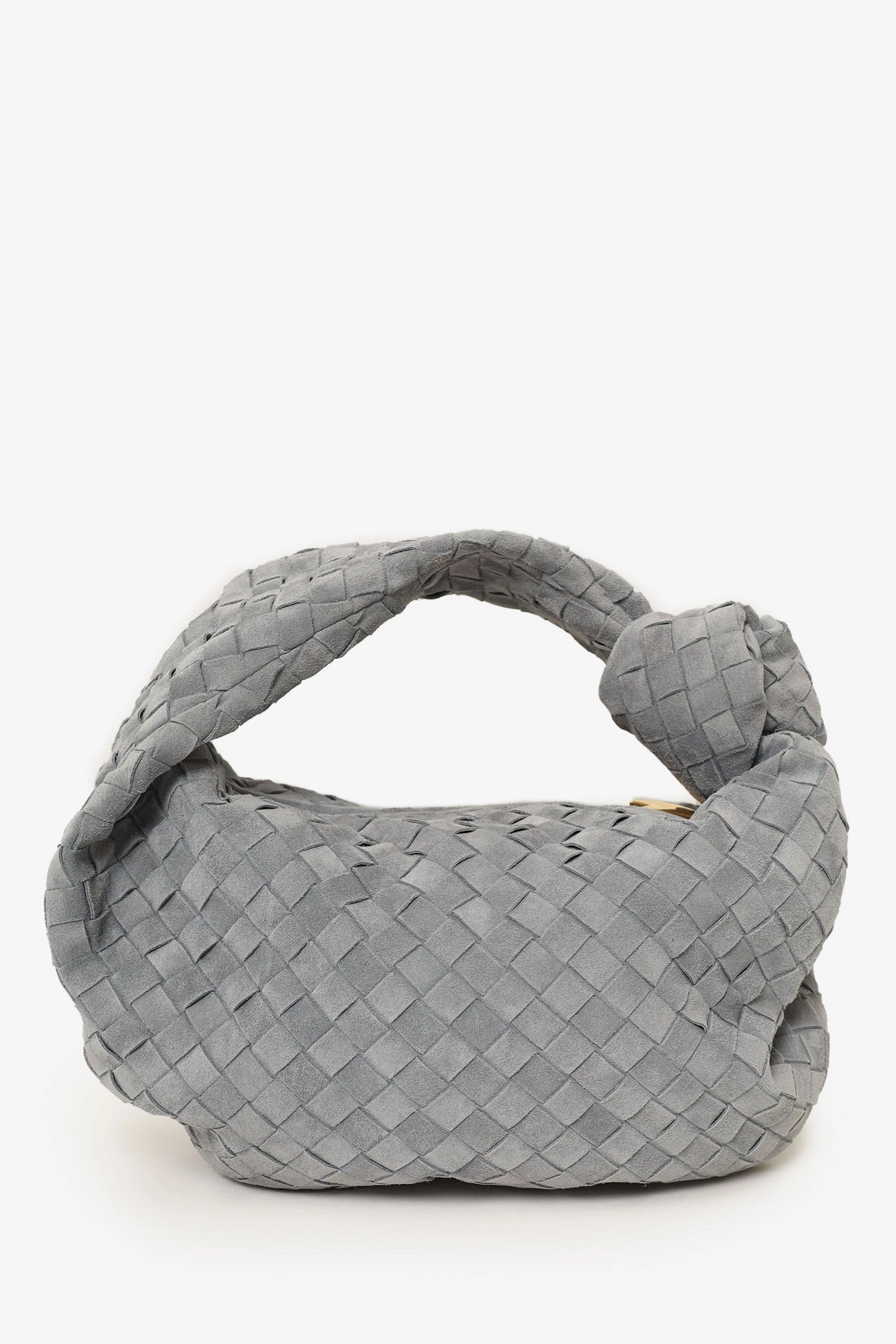 Bottega Veneta Grey Suede Intrecciato Leather Teen Jodie