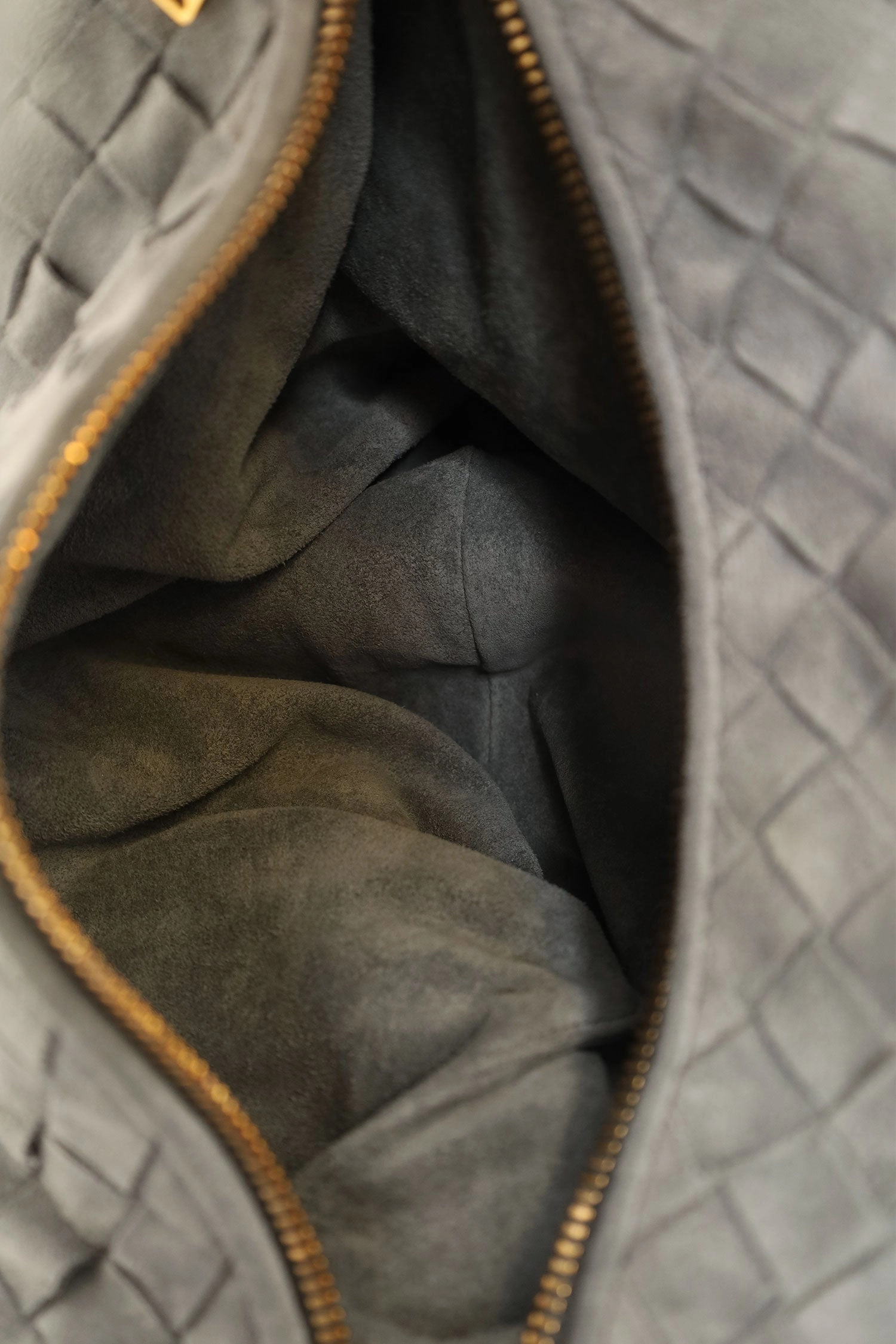 Bottega Veneta Grey Suede Intrecciato Leather Teen Jodie