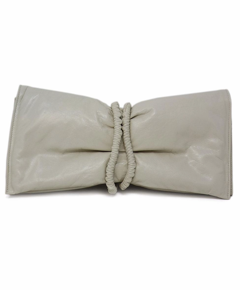 Bottega Veneta Ivory Leather Clutch