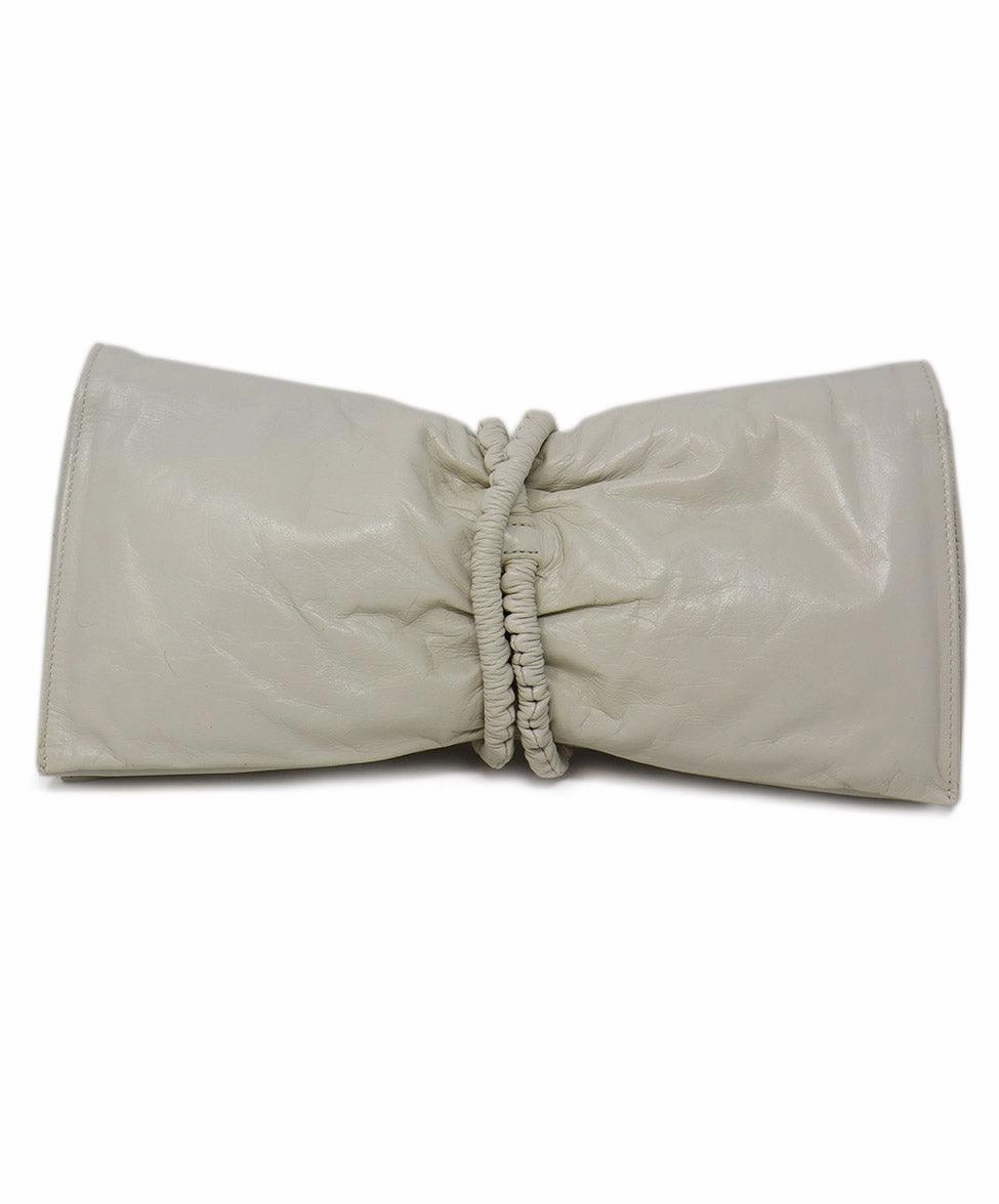 Bottega Veneta Ivory Leather Clutch