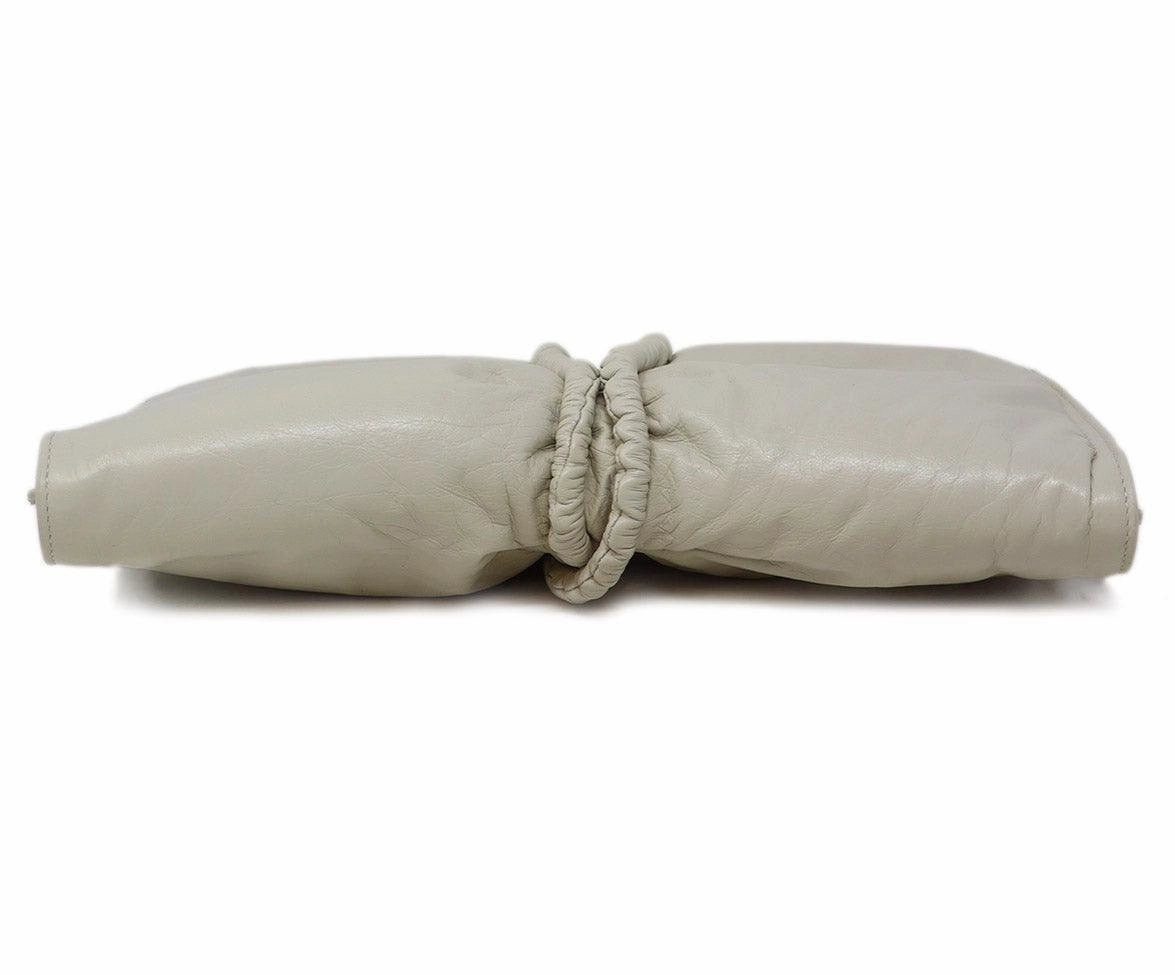 Bottega Veneta Ivory Leather Clutch