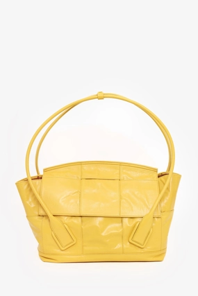 Bottega Veneta Yellow Maxi Intrecciato Leather Medium Arco Tote