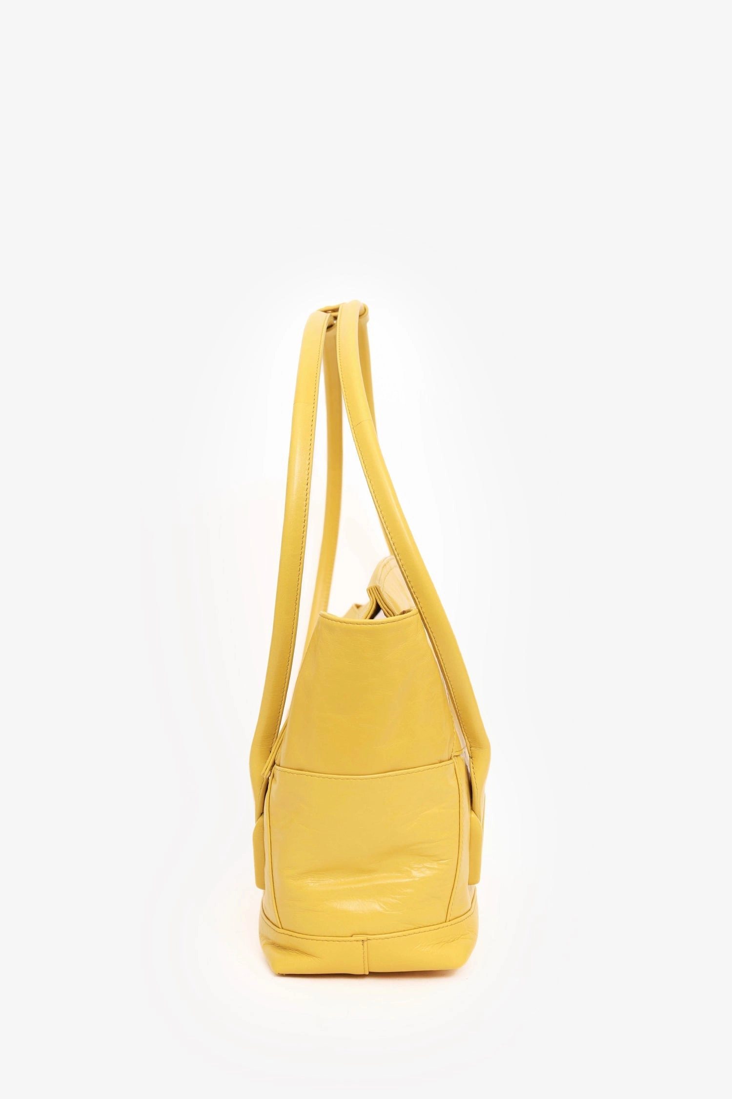 Bottega Veneta Yellow Maxi Intrecciato Leather Medium Arco Tote
