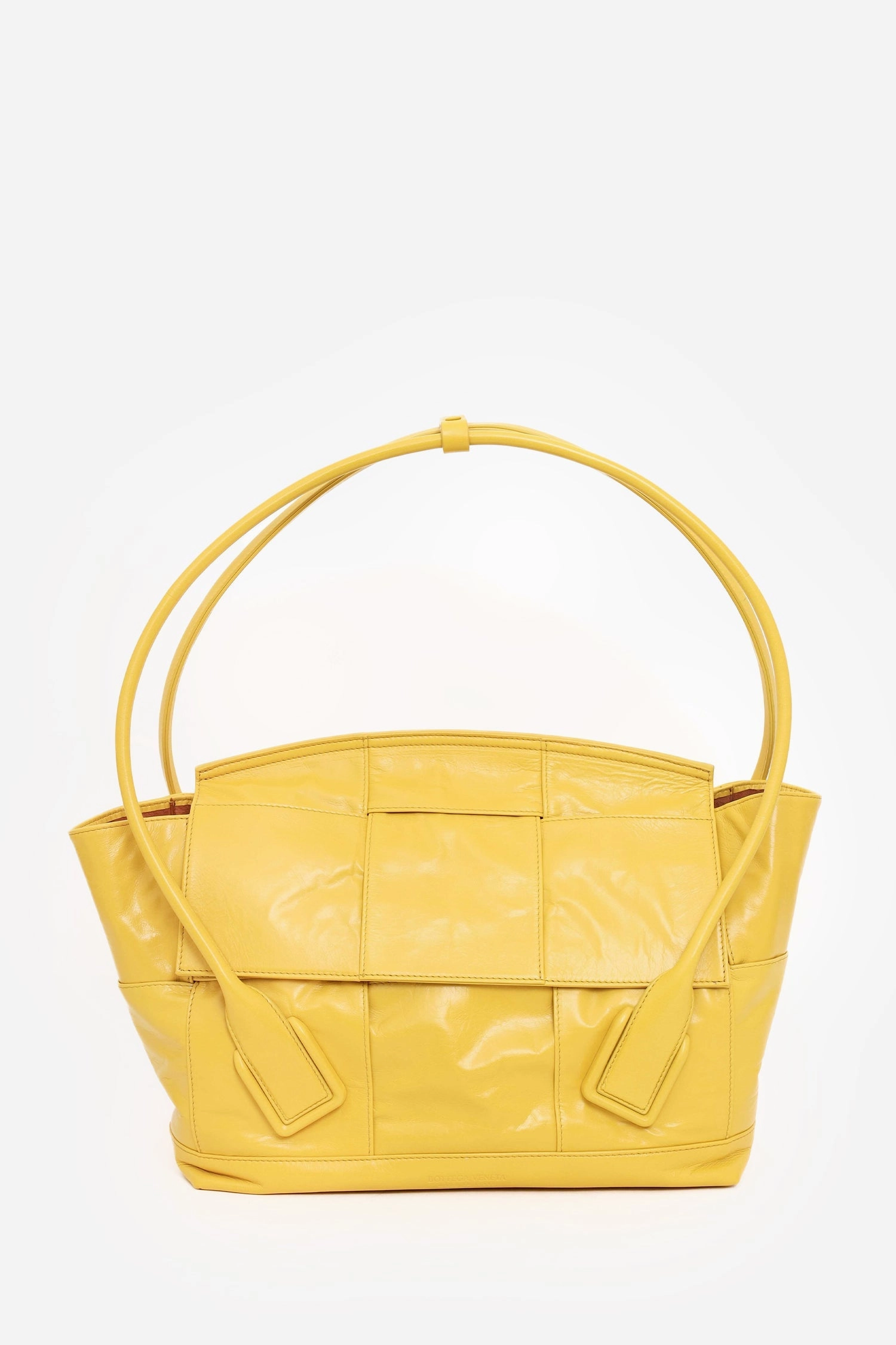 Bottega Veneta Yellow Maxi Intrecciato Leather Medium Arco Tote