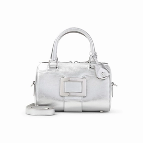 Bowling Mini Silver Calf Leather Handbag