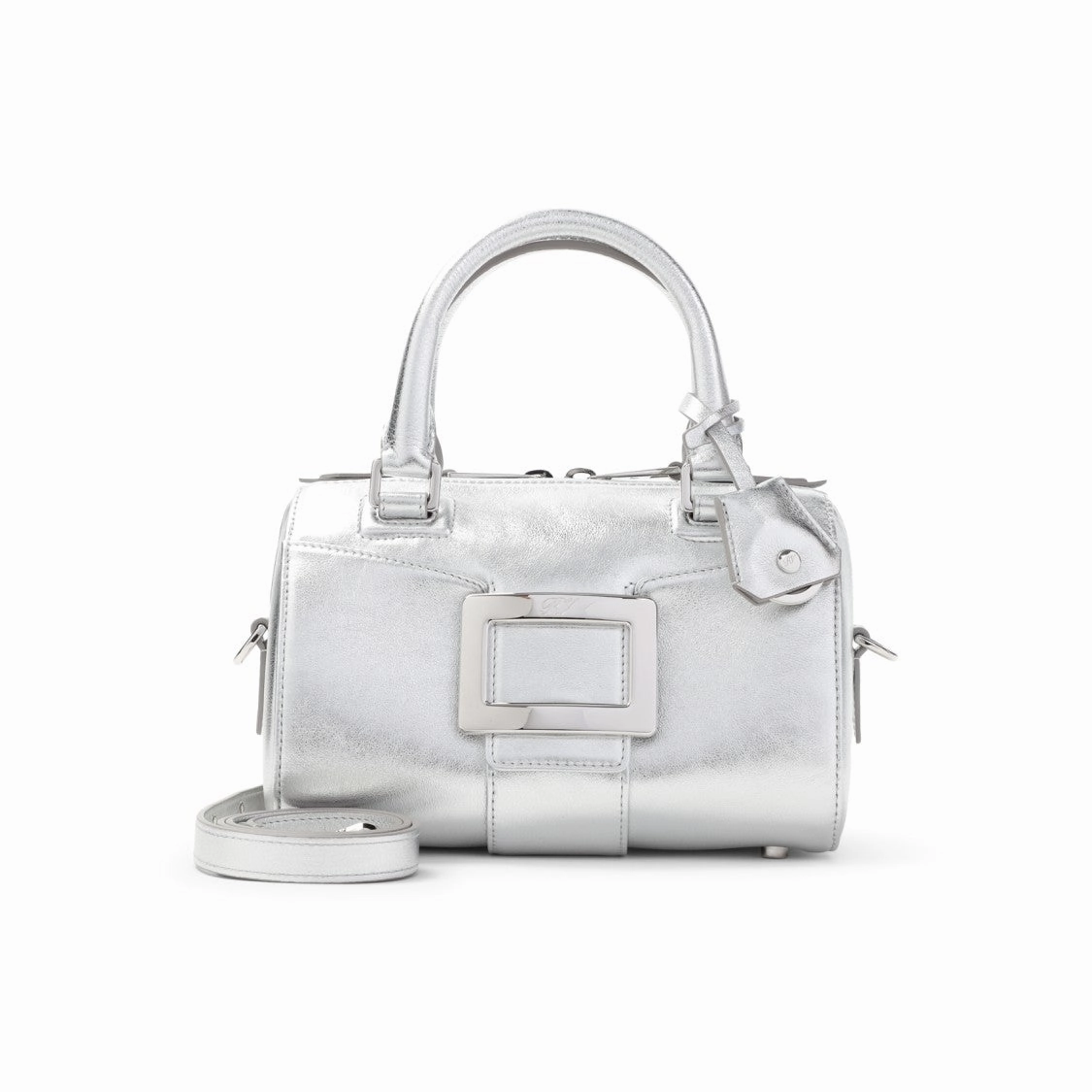 Bowling Mini Silver Calf Leather Handbag