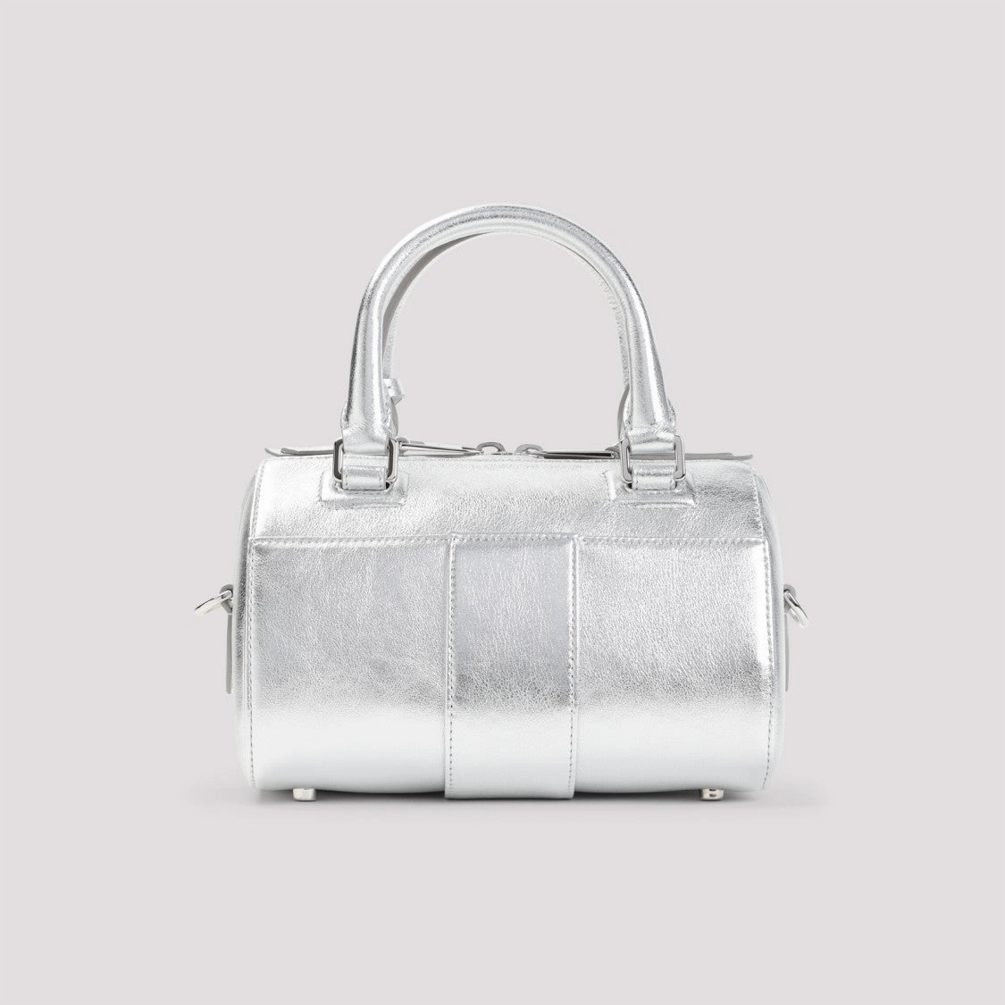 Bowling Mini Silver Calf Leather Handbag