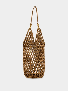 Brown Beaded Hobo Shoulder Bag