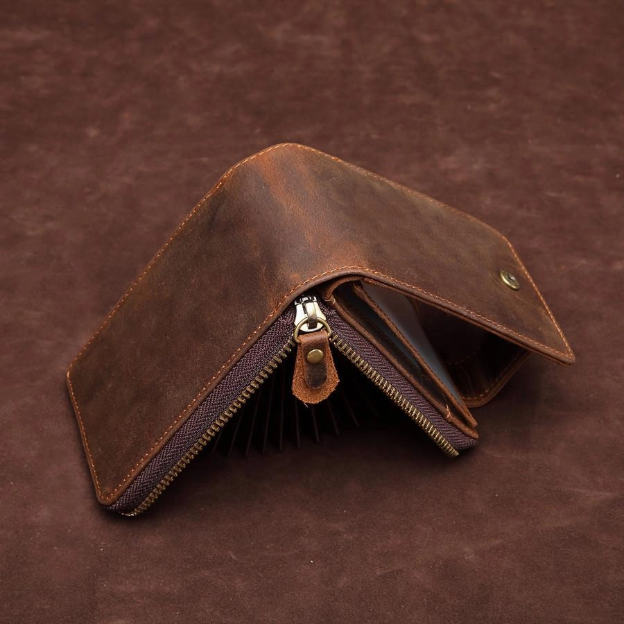 Brown Leather Billfold Cards Wallet for Men Small License Wallet Cards Wallets For Men