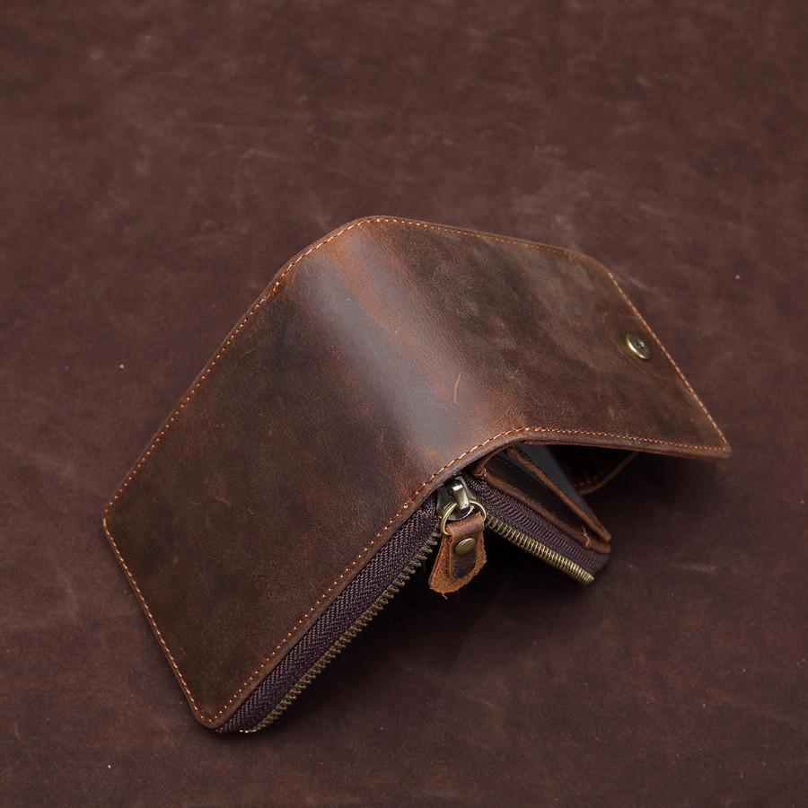 Brown Leather Billfold Cards Wallet for Men Small License Wallet Cards Wallets For Men