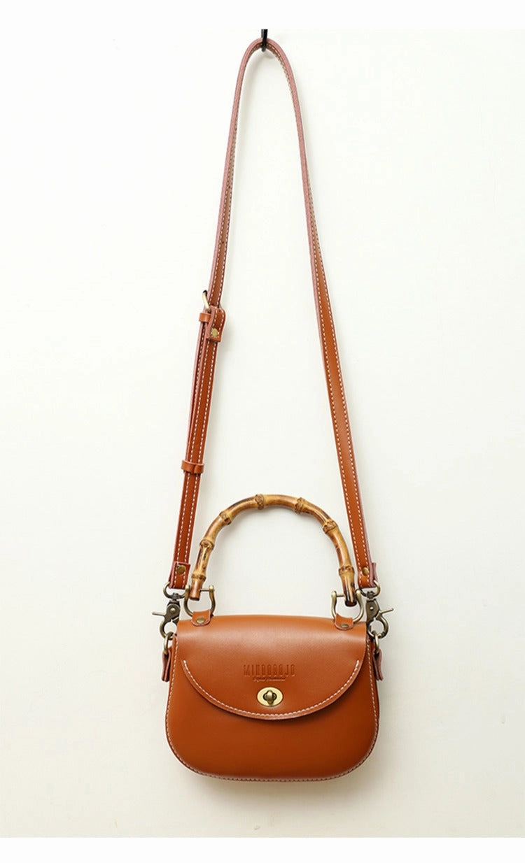 Brown LEATHER Small Cute HandBag WOMEN SHOULDER BAG Saddle Crossbody Purse FOR WOMEN