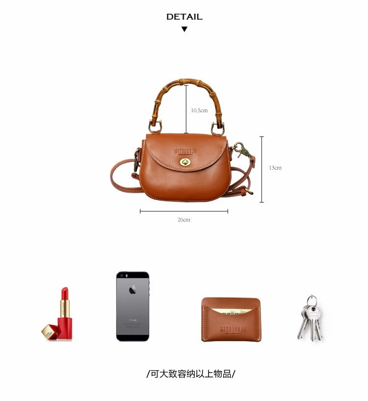 Brown LEATHER Small Cute HandBag WOMEN SHOULDER BAG Saddle Crossbody Purse FOR WOMEN