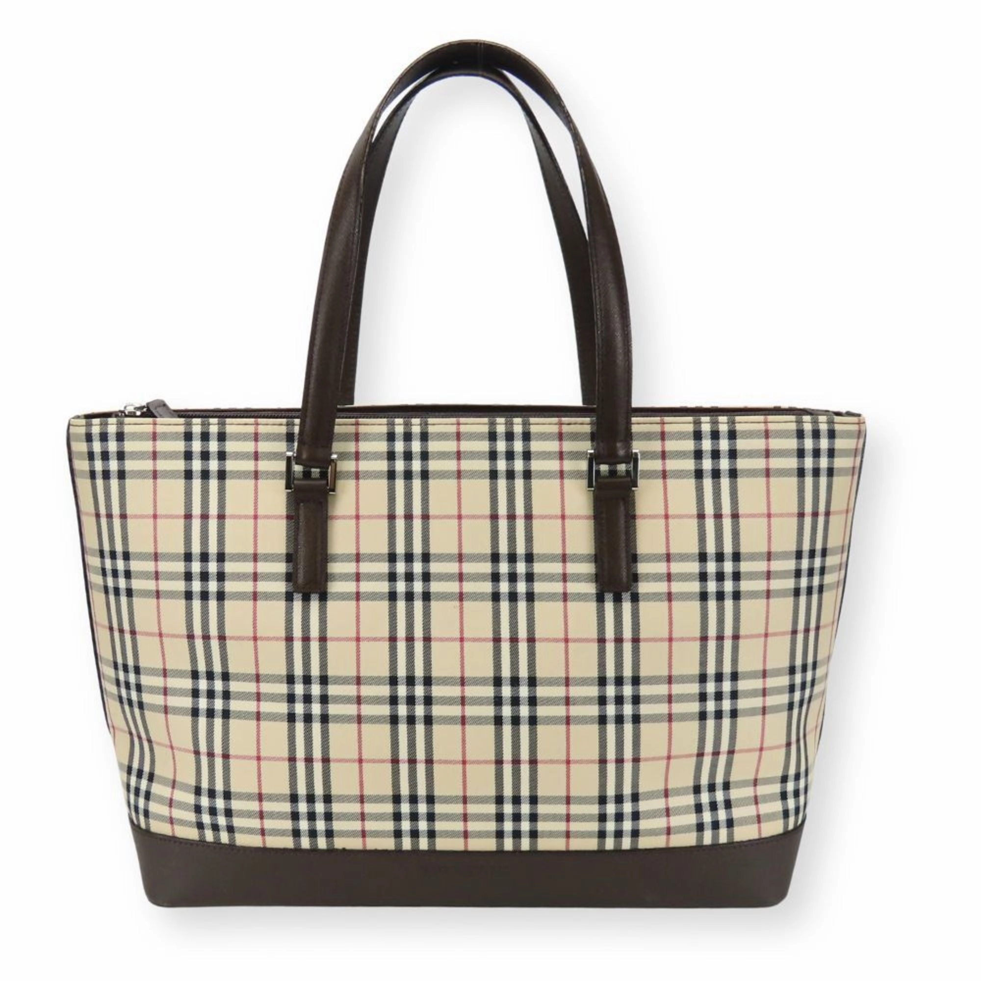Burberry Canvas Leather Tote Bag (Pre-Owned)