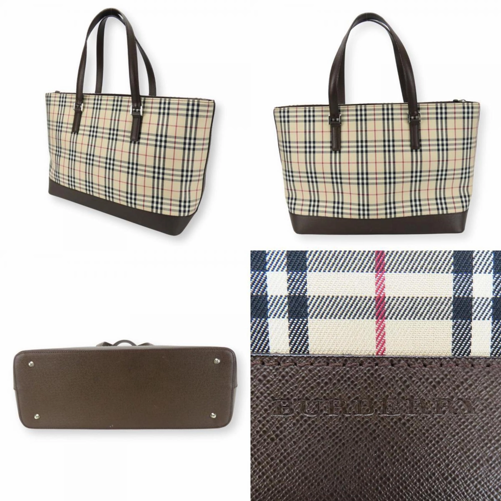 Burberry Canvas Leather Tote Bag (Pre-Owned)