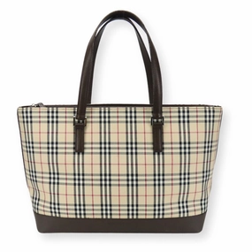 Burberry Canvas Leather Tote Bag (Pre-Owned)