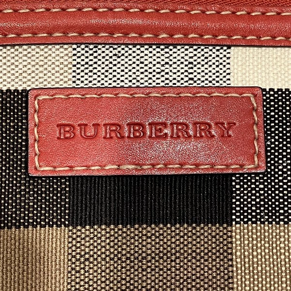 Burberry Check Canvas Tote Shoulder Bag