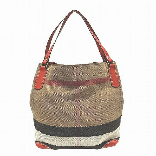 Burberry Check Canvas Tote Shoulder Bag