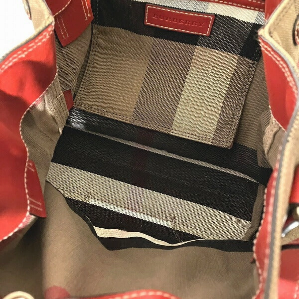Burberry Check Canvas Tote Shoulder Bag