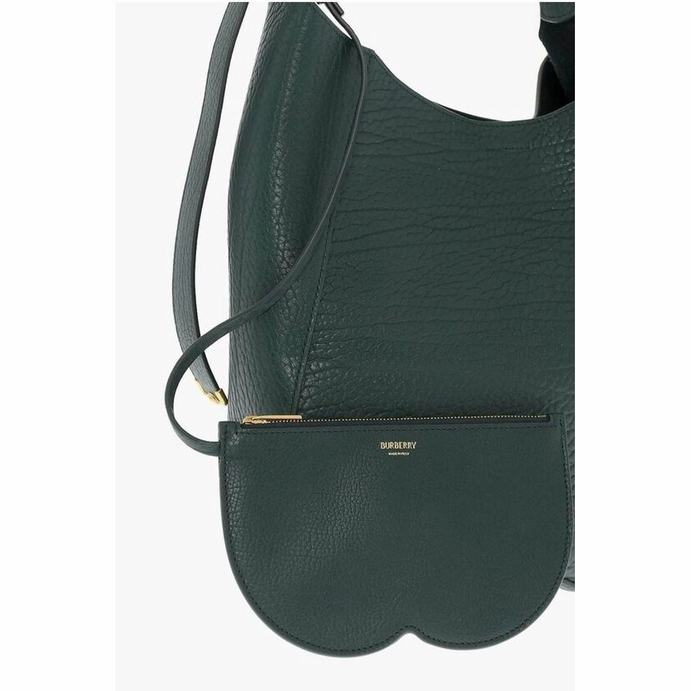 Burberry Solid Color Textured Leather Shoulder Bag