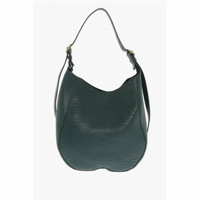 Burberry Solid Color Textured Leather Shoulder Bag