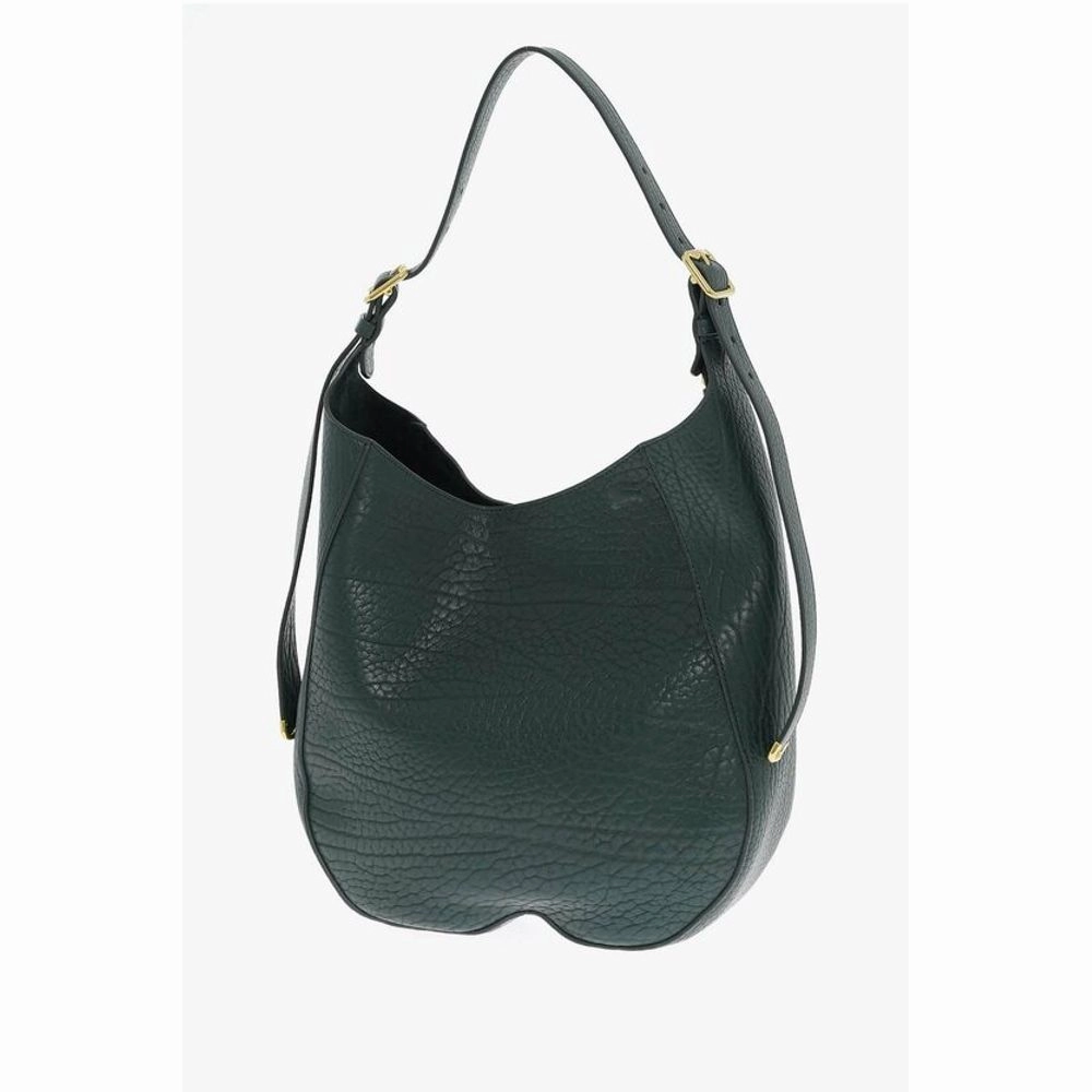 Burberry Solid Color Textured Leather Shoulder Bag