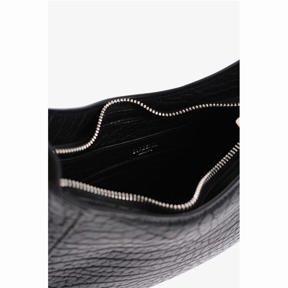 Burberry Textured Leather CHESS BAGUETTE Shoulder Bag with Silver-Ton