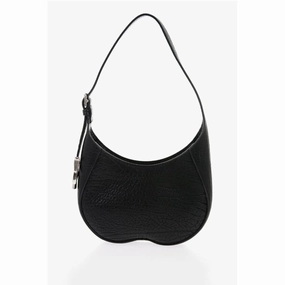 Burberry Textured Leather CHESS BAGUETTE Shoulder Bag with Silver-Ton