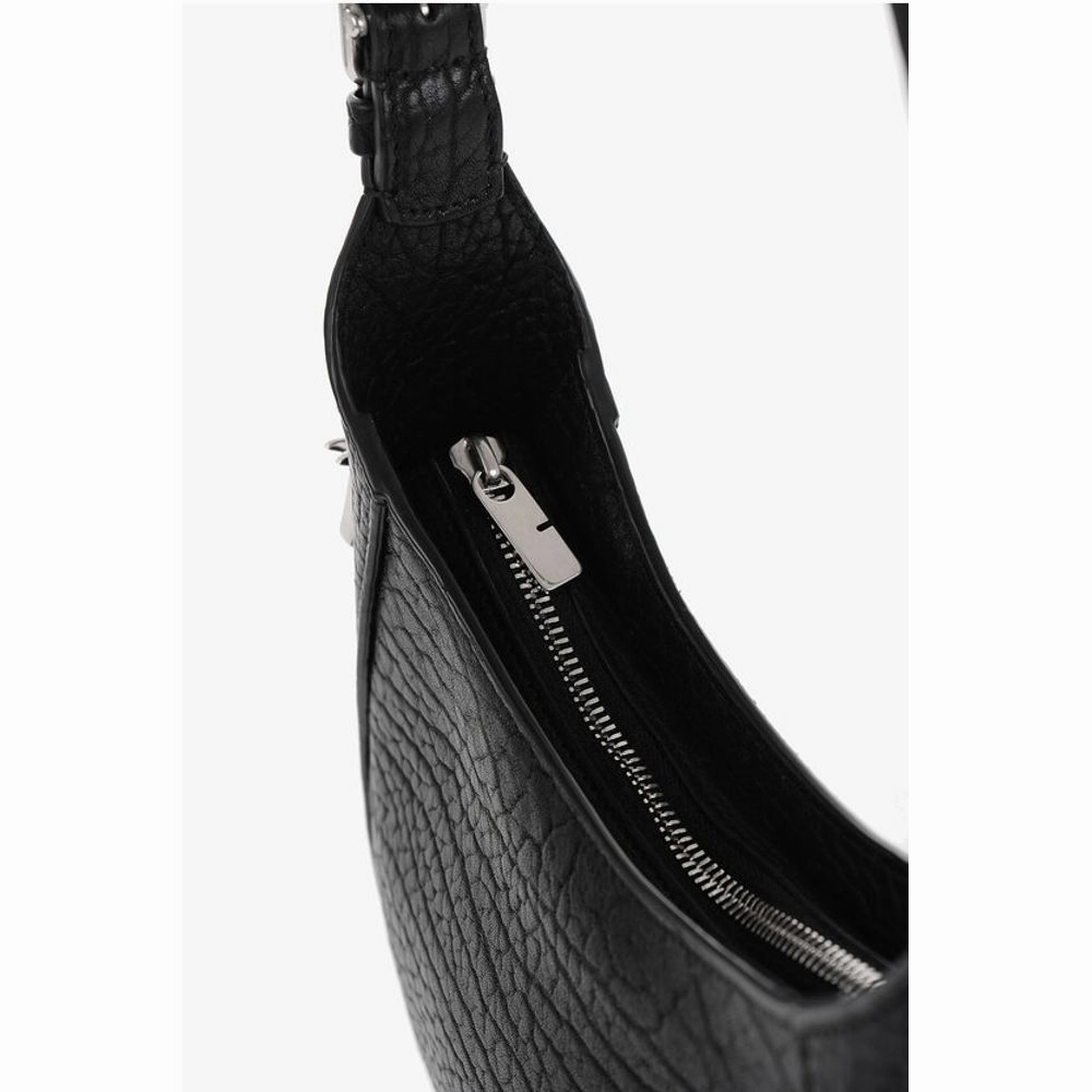 Burberry Textured Leather CHESS BAGUETTE Shoulder Bag with Silver-Ton