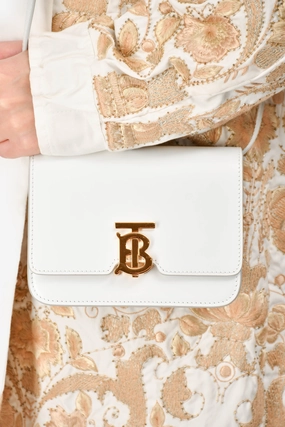 Burberry White Leather Mini TB Crossbody Bag