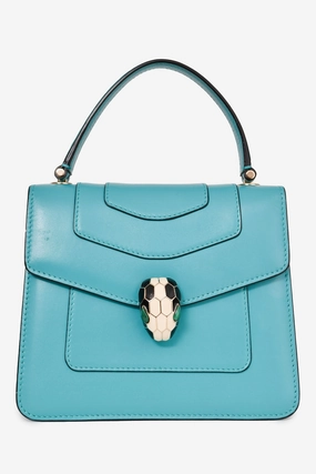 Bvlgari Blue Leather 'Forever Serpenti' Top Handle with Strap