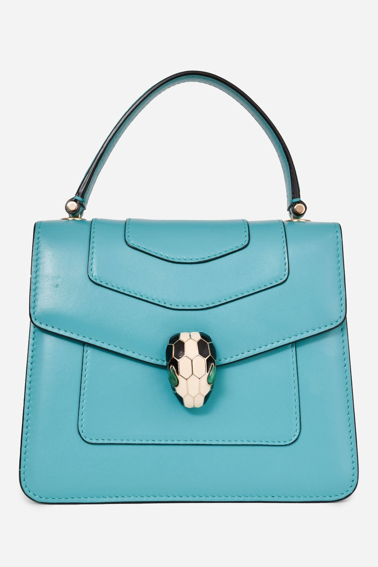 Bvlgari Blue Leather 'Forever Serpenti' Top Handle with Strap