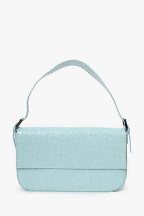 By Far Light Blue Croc Shoulder Bag