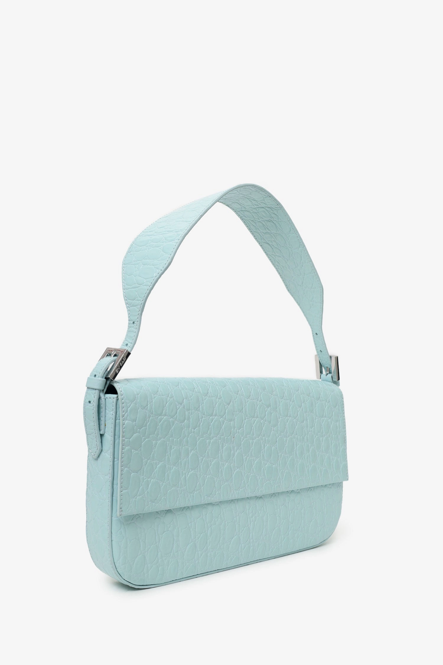 By Far Light Blue Croc Shoulder Bag