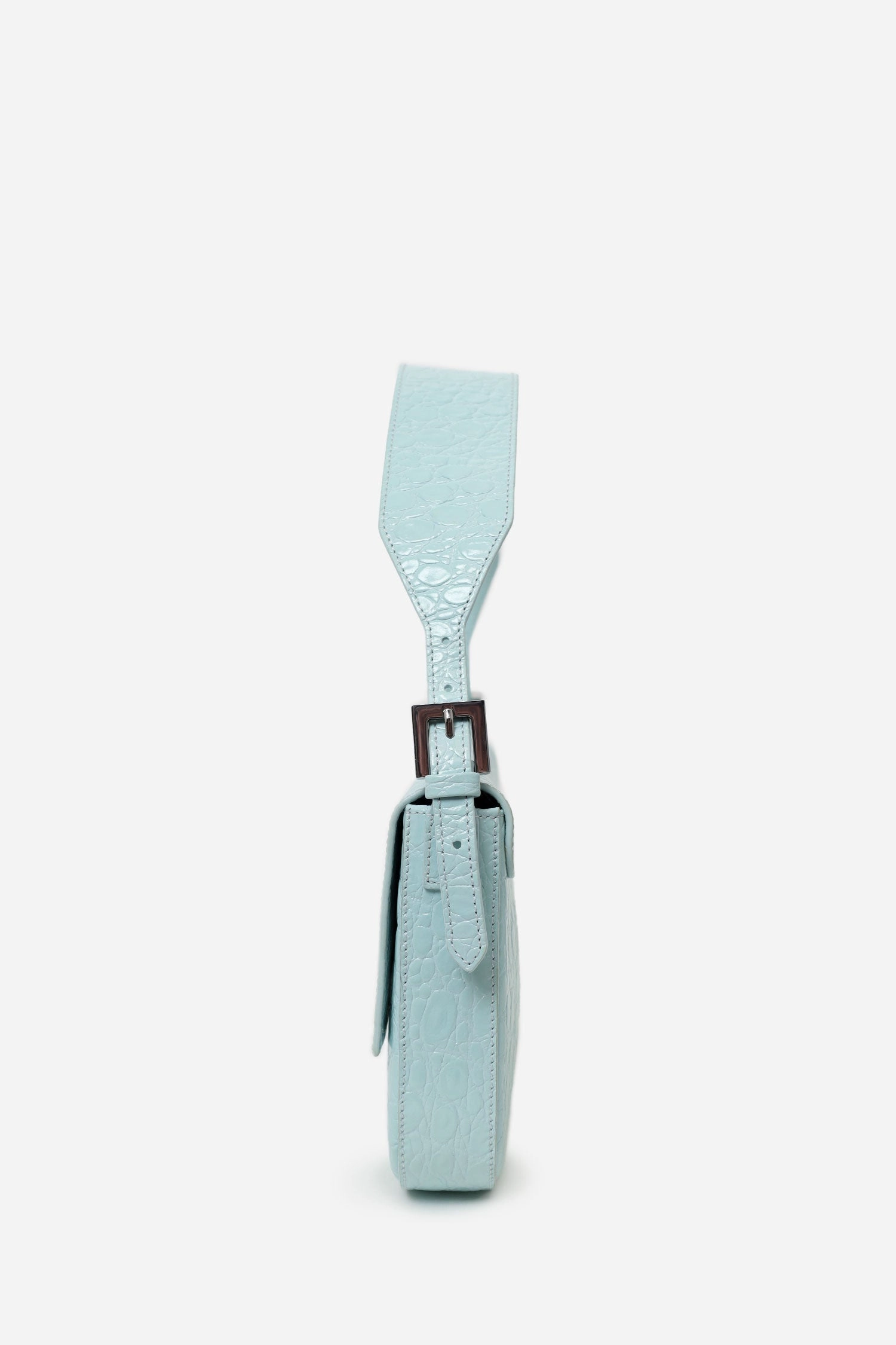 By Far Light Blue Croc Shoulder Bag