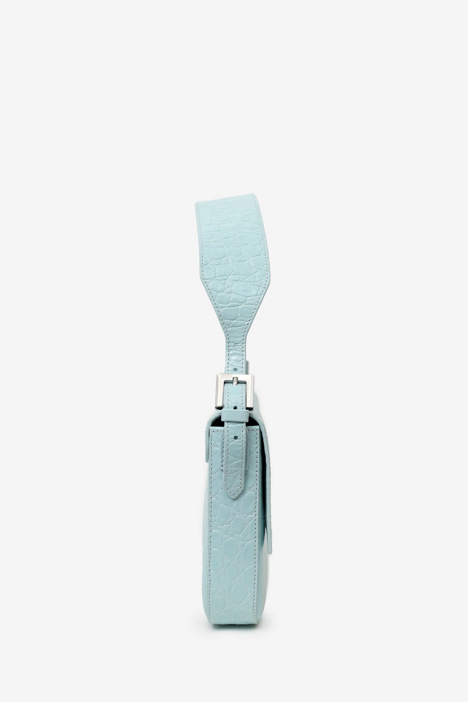By Far Light Blue Croc Shoulder Bag