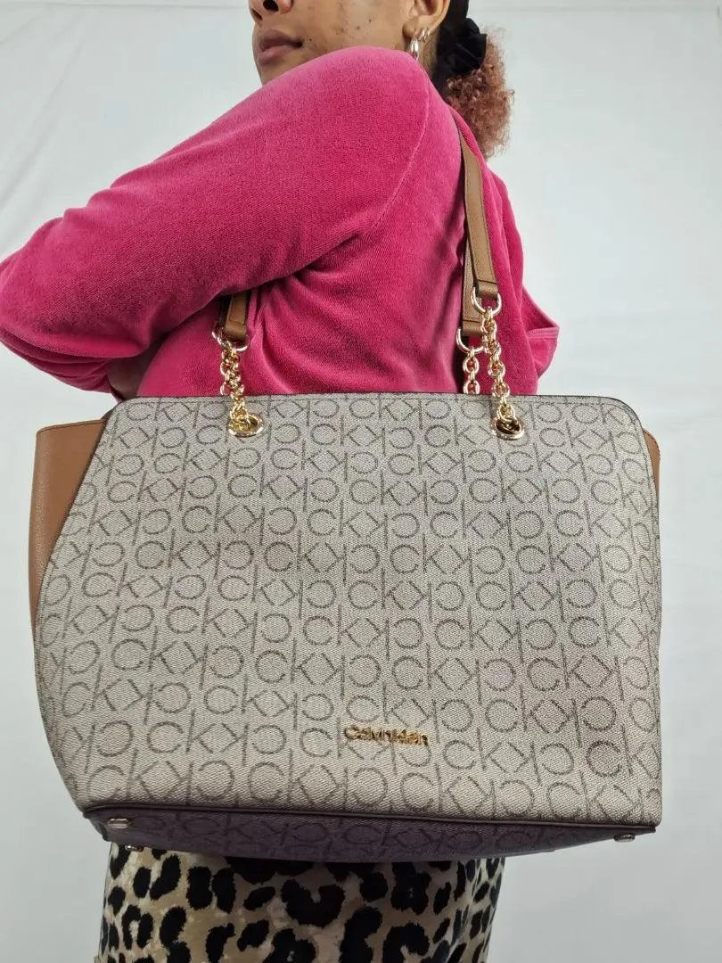 Calvin Klein Luxe Almond Shoulder Tote Bag