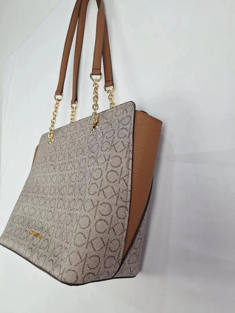 Calvin Klein Luxe Almond Shoulder Tote Bag