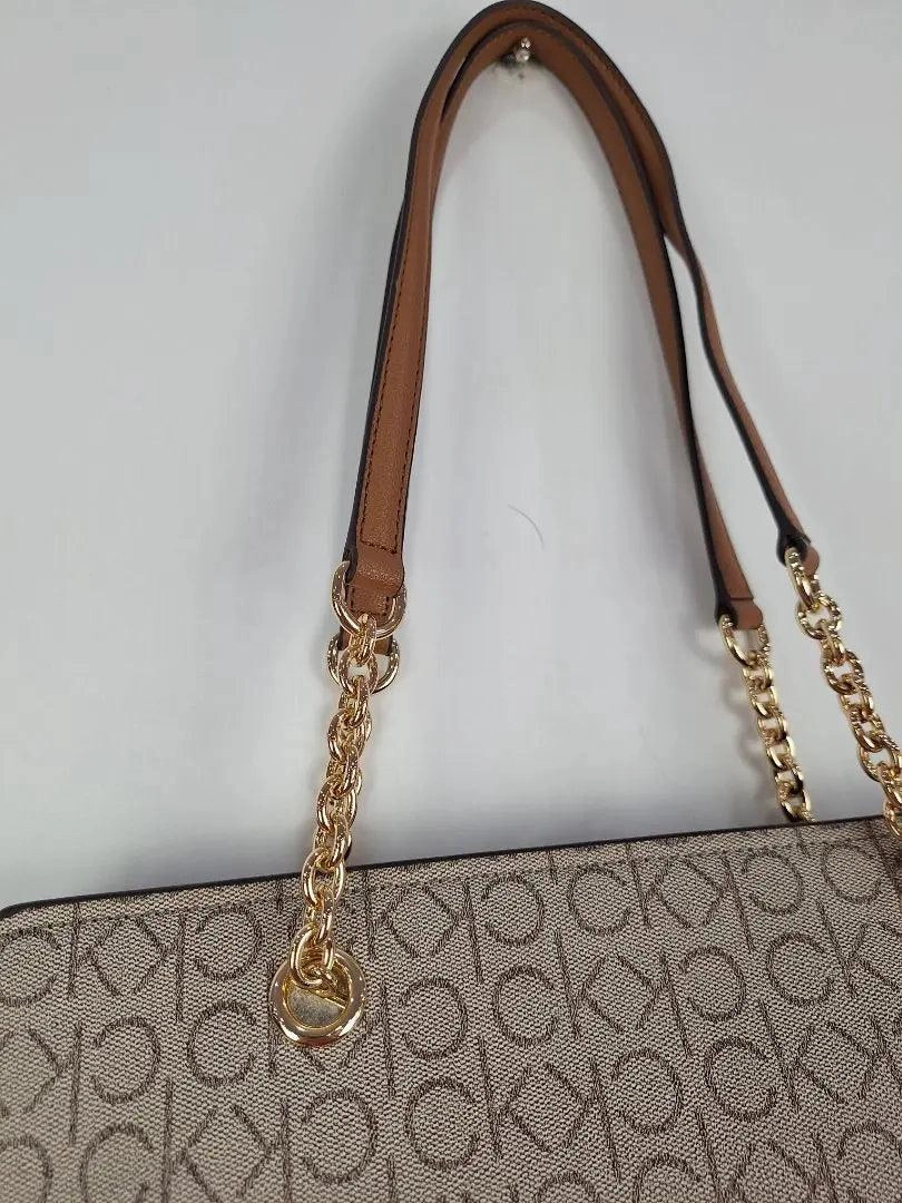 Calvin Klein Luxe Almond Shoulder Tote Bag
